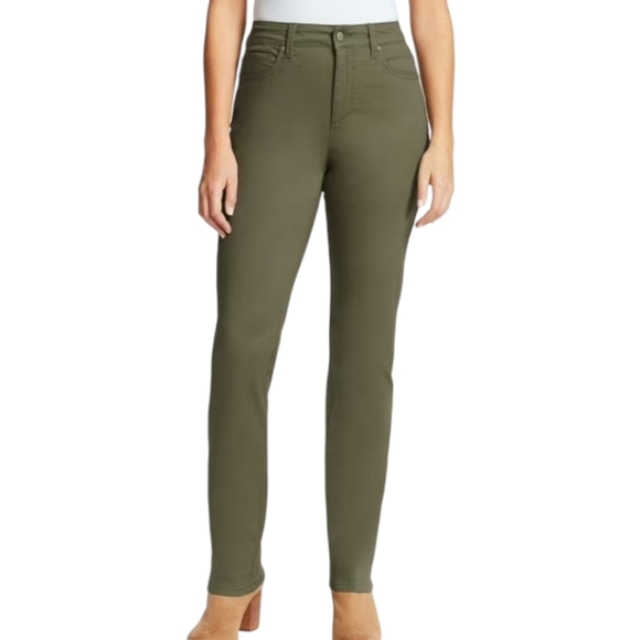 Olive Green Jeans  Mid-Rise Stretch Tapered Leg Classic Fit NWT Sz 8P - Picture 11 of 11